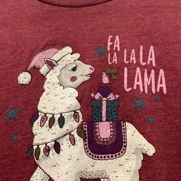 4/$10 Chic & Cheerful 100% cotton size med Christmas cropped wine colored tshirt - Picture 2 of 5